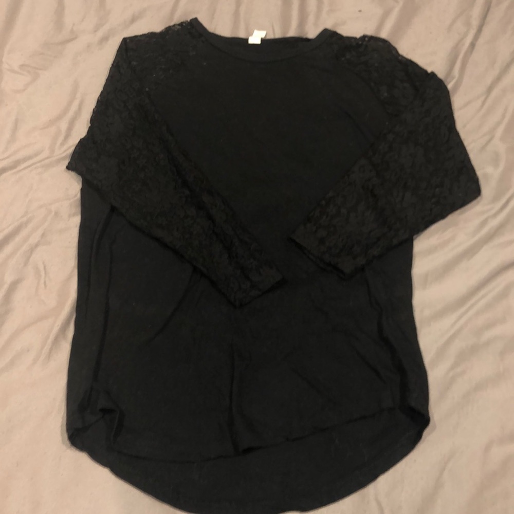 Black Laced Sleeve Shirt